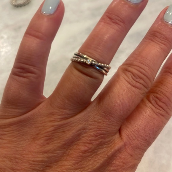 Pandora Jewelry - Pandora Retired Sterling Silver Band With Diamond Size 6